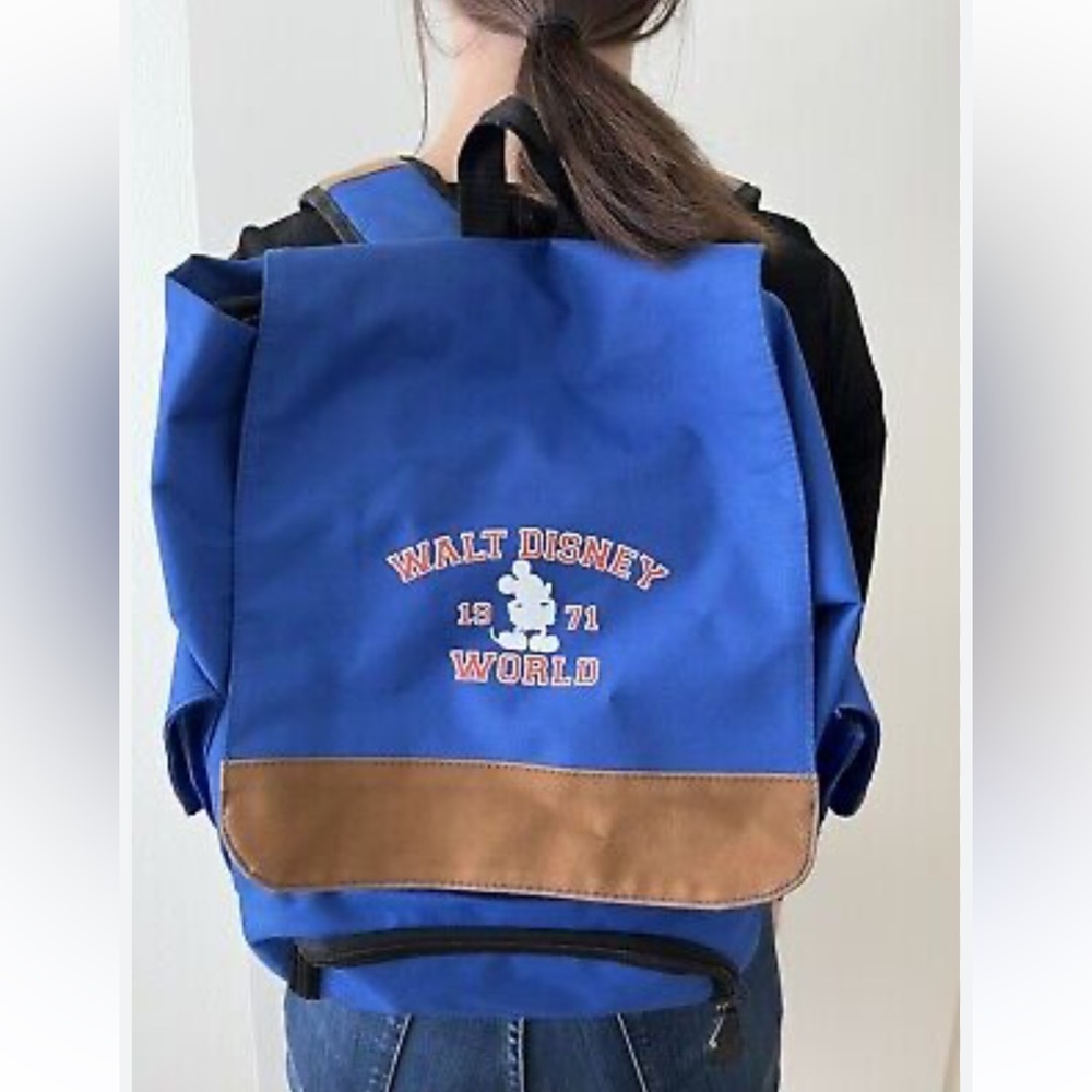 VINTAGE WALT DISNEY WORLD 1971 ANNIVERSARY MICKEY MOUSE CANVAS BLUE BACKPACK